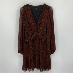 Ever New Melbourne twist front shift dress copper metallic ruffle full skirt 12